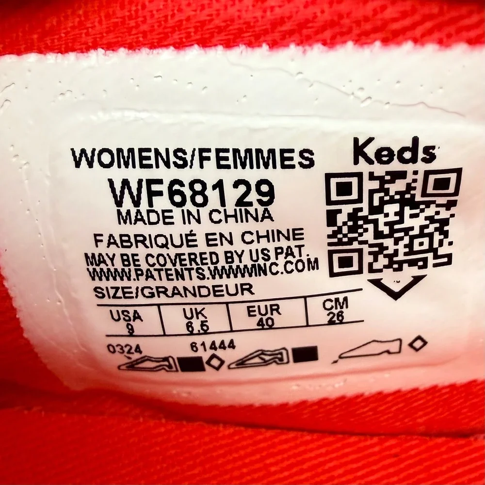 Keds Women's WF68129 Orange Red Canvas Platform Mary Jane Shoes Size 9